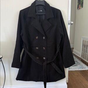 Fashion Nova Black Double-Breasted Pea Coat